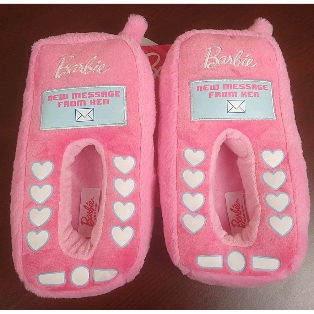 Barbie Slippers Pink Faux Fur Super Plush Womens Size Small 5-6 NWT